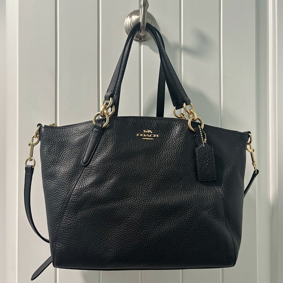 Coach Kelsey Satchel Pebbled Leather Crossbody Style F28993 2018 Black Authentic - Picture 1 of 11